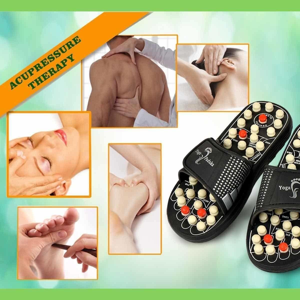 Manual Spring Acupressure and Magnetic Therapy Paduka Slippers for Full Body Blood Circulation