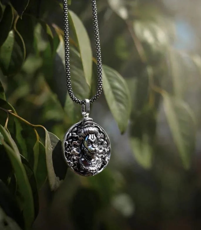 Lord Hanuman Silver Locket With Chain