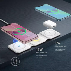 3 in 1 Wireless Magnetic charger for Android, iOS, SmartWatch & TWS Earbuds with 15W Fast Charging