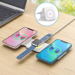 3 in 1 Wireless Magnetic charger for Android, iOS, SmartWatch & TWS Earbuds with 15W Fast Charging